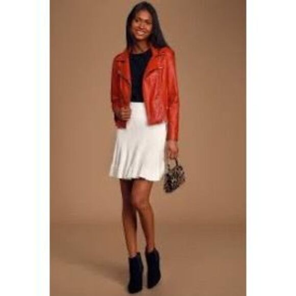 Free people solid gold rib knit mini skirt in ivory size medium - Picture 1 of 9